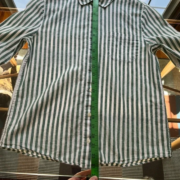 SEZANE TOMBOY SHIRT GREEN STRIPE SZ 34 - Picture 5 of 10